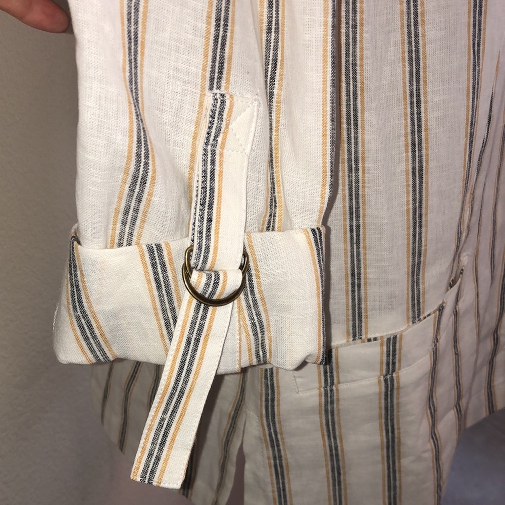 1. State Blazer Jacket White Striped Linen Size 10 NWT - Picture 6 of 17